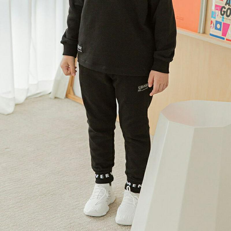 ロゴへムジョガーパンツ・p007760 キッズ【3~8才】【pt】【パンツ ズボン ジョガーパンツ ロングパンツ 長ズボン 単色 シンプル カジュアル ロゴ ラフ 女の子 男の子 春 秋 韓国 韓国子供服 子供 こども 子供服 こども服】【KIDS】