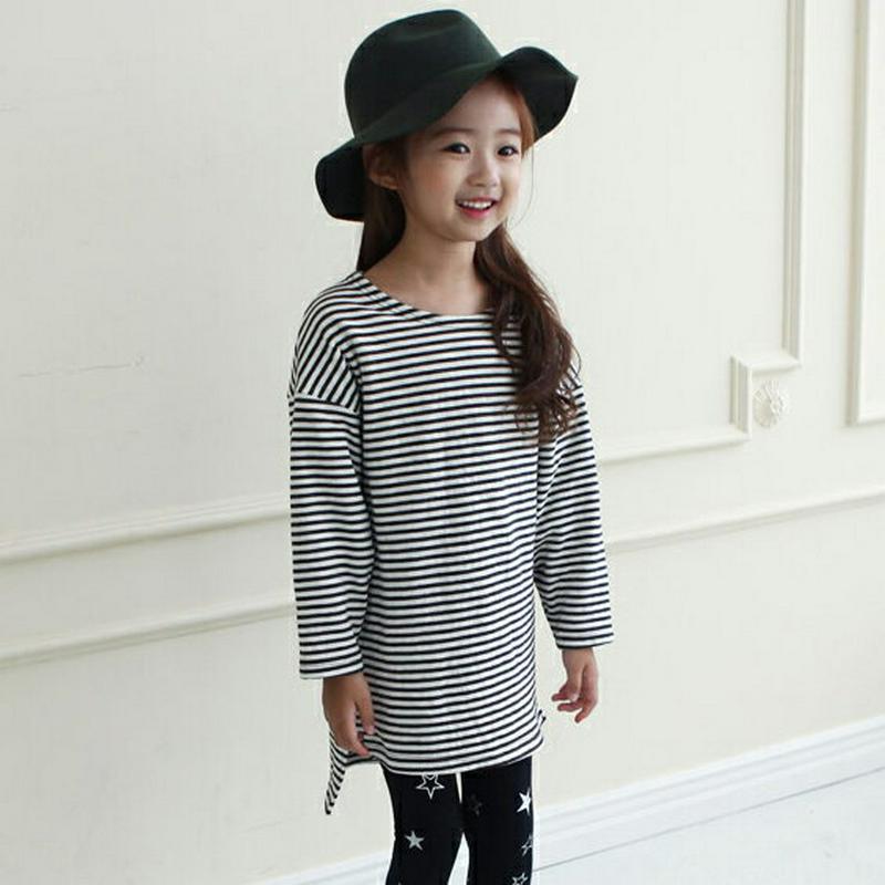 アンバランスボーダーTシャツ・p006248 キッズ【3~8才】【tops】【トップス Tシャツ 長袖 ロンT ボーダー 柄 カジュアル ラフ アンバランス 女の子 男の子 春 秋 韓国 韓国子供服 子供 こども 子供服 こども服】【KIDS】