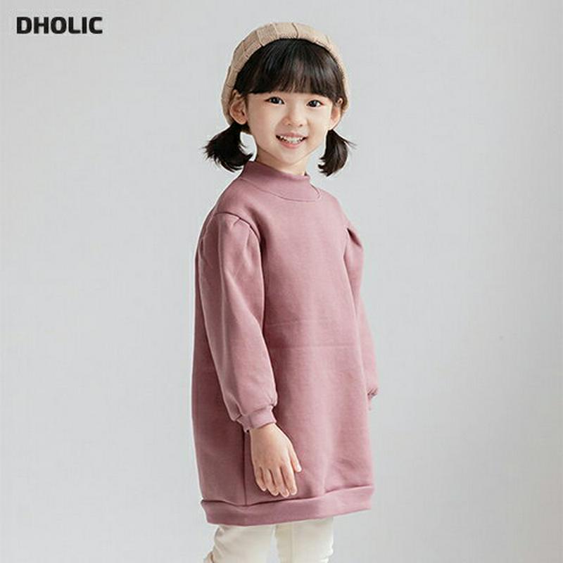 裏起毛ハーフネックワンピース・u07755 キッズ【3~8才】【ops】【ワンピース ミディ丈 ミディワンピース 長袖 ハーフネック 裏起毛 単色 無地 シンプル カジュアル ラフ 女の子 冬 韓国 韓国子供服 子供 こども 子供服 こども服】【KIDS】