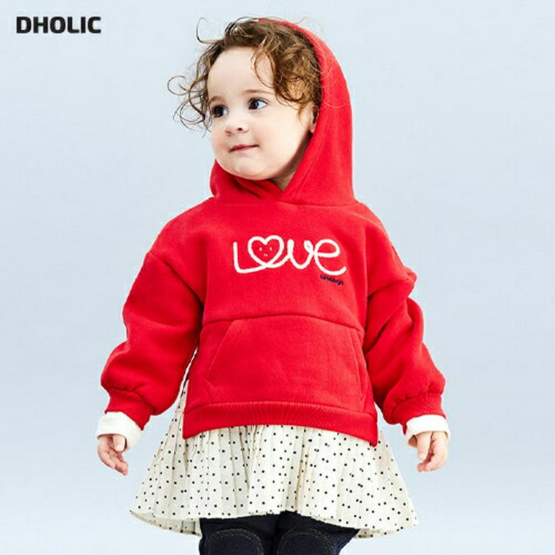 【キッズ30%OFF】裏起毛ドットヘムフードワンピース・p007671 キッズ【3~8才】【ops】【ワンピース フーディー フーディ フード 裏起毛 ドット柄 ロゴ カジュアル レイヤード風 ラフ 女の子 冬 韓国 韓国子供服 子供 こども 子供服 こども服】【KIDS】