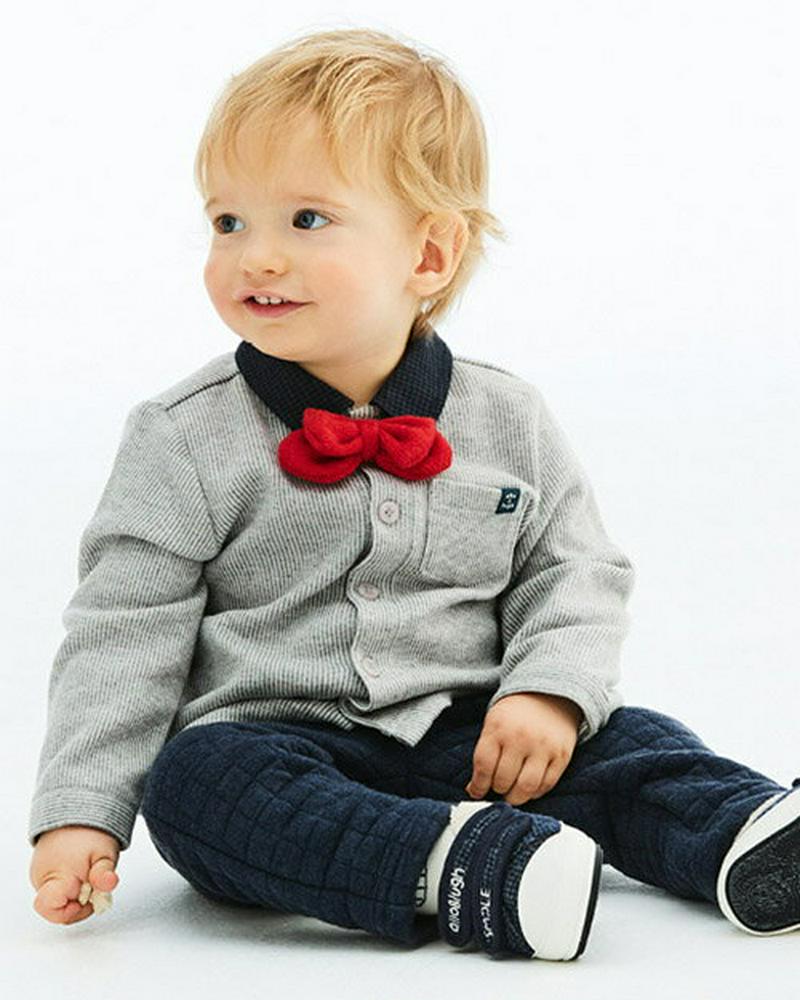 【キッズ30%OFF】【送料無料】タイ付シャツ&ボアベスト&パンツSET・p007665 キッズ【3~8才】【set】【セット set シャツ　トップス 長袖 ベスト ボアベスト パンツ ズボン ストライプ柄 女の子 男の子 春 秋 韓国 韓国子供服 子供 こども 子供服 こども服】【KIDS】