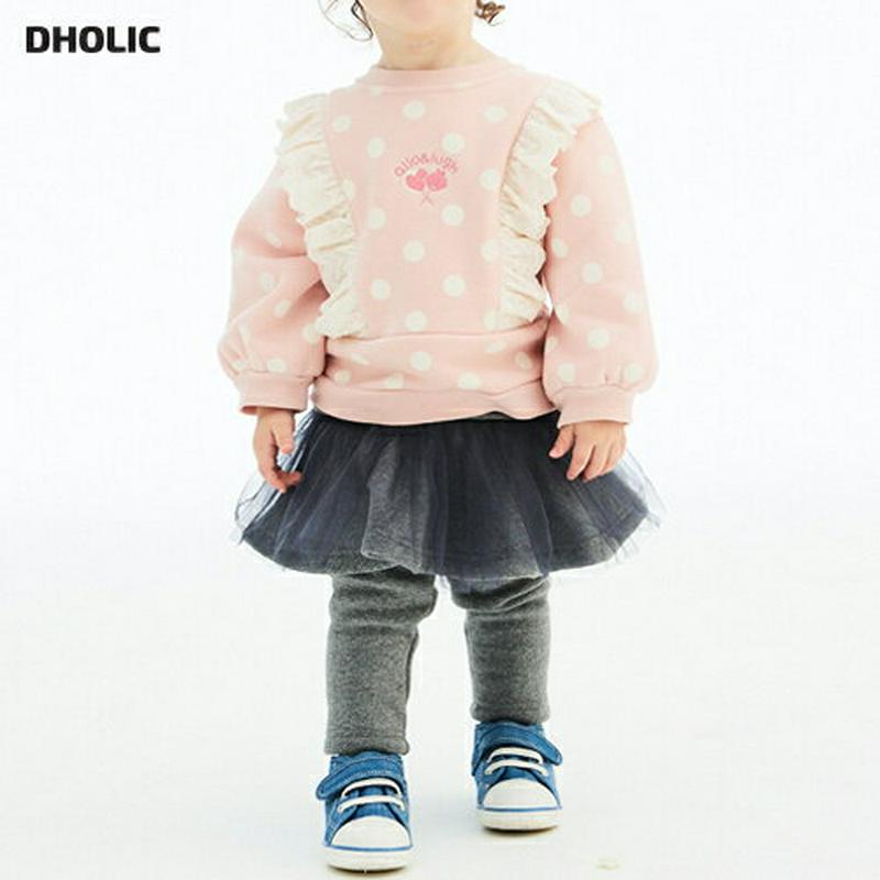 【キッズ30%OFF】【送料無料】裏起毛ドットスウェット&スカートレギンスSET・p007668 キッズ【3~8才】【set】【トップス スウェット トレーナー 長袖 ドット 柄 裏起毛 スカートレギンス セット set 女の子 冬 韓国 韓国子供服 子供 こども 子供服 こども服】【KIDS】