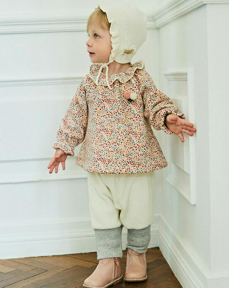 【キッズ30%OFF】【送料無料】裏起毛花柄ブラウス&レギンスパンツSET・p007672 キッズ【3~8才】【set】【セット set トップス ブラウス 花柄 裏起毛 長袖 フェミニン レギンス パンツ ズボン かわいい 冬 韓国 韓国子供服 子供 こども 子供服 こども服】【KIDS】