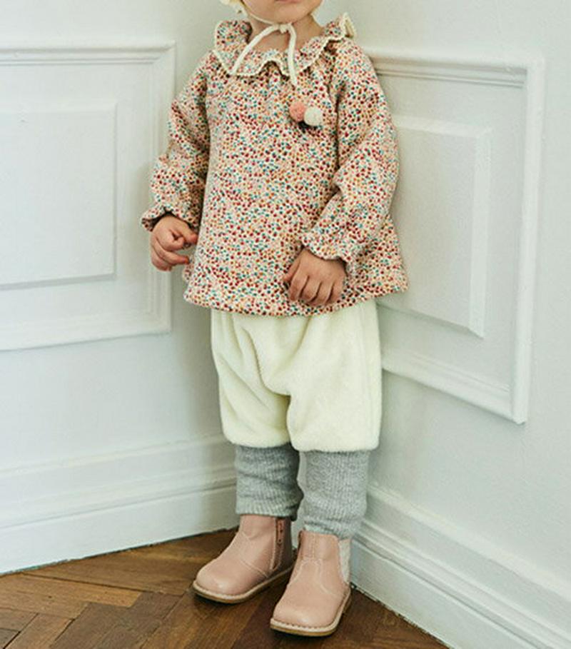 【キッズ30%OFF】【送料無料】裏起毛花柄ブラウス&レギンスパンツSET・p007672 キッズ【3~8才】【set】【セット set トップス ブラウス 花柄 裏起毛 長袖 フェミニン レギンス パンツ ズボン かわいい 冬 韓国 韓国子供服 子供 こども 子供服 こども服】【KIDS】