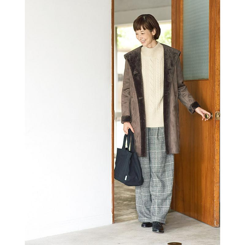 サスペンダー付タックワイドパンツ