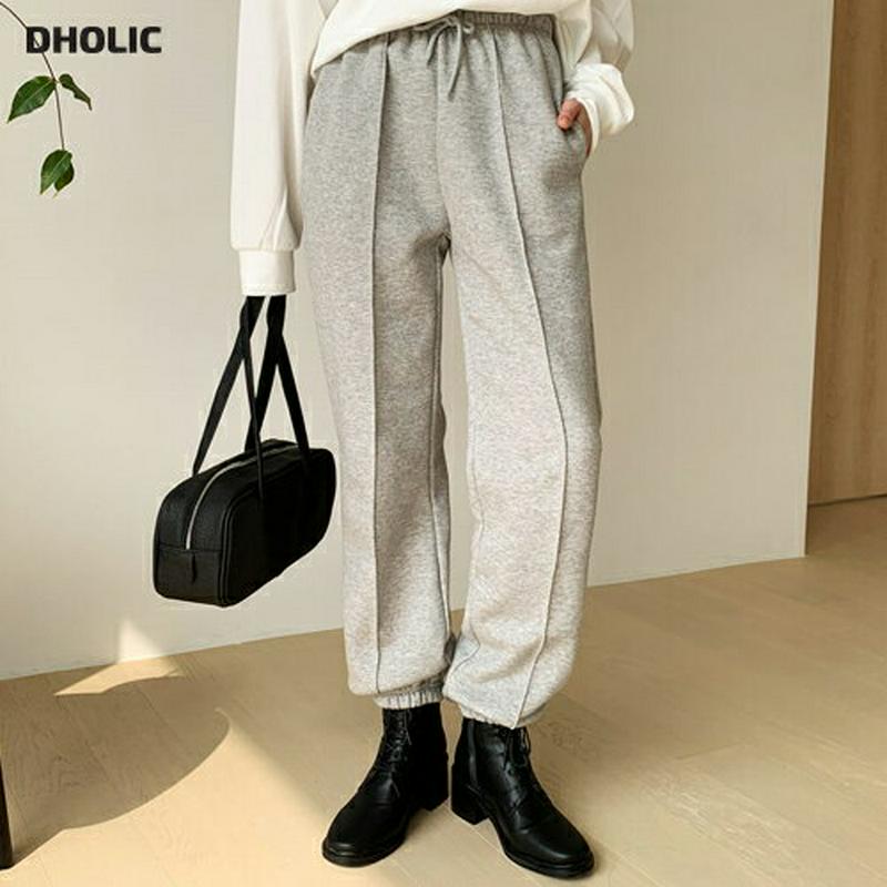 裏起毛ジョガーパンツ・全3色・b56135 レディース【pt】【韓国 ファッション ボトムス ズボン パンツ ロングパンツ ジョガー ジョガーパンツ 裏起毛 センタープレス ストレート シンプル 単色 無地 カジュアル 楽ちん ラフ 秋 冬】