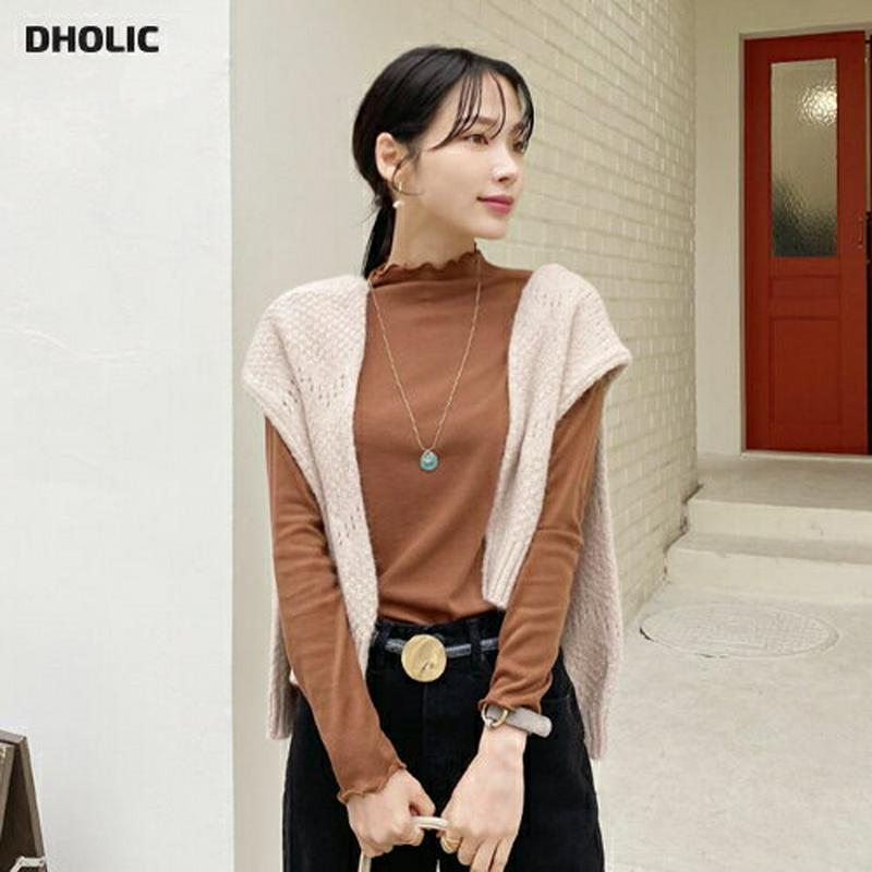 【新作10%OFF】ウェーブハーフネックTシャツ・全4色・t64792 レディース【tops】【韓国 ファッション トップス T