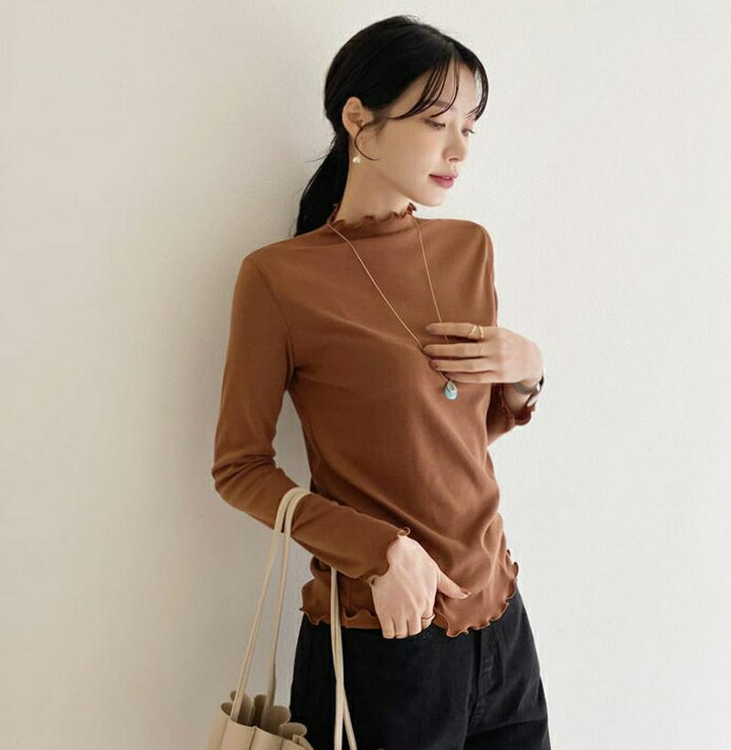 【新作10%OFF】ウェーブハーフネックTシャツ・全4色・t64792 レディース【tops】【韓国 ファッション トップス T