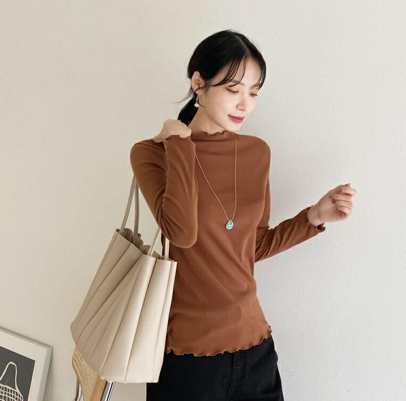 【新作10%OFF】ウェーブハーフネックTシャツ・全4色・t64792 レディース【tops】【韓国 ファッション トップス T