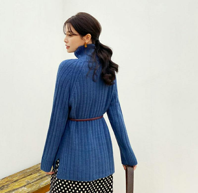 【新作10%OFF】リブハイネックスリットニット・全4色・b64789 レディース【tops】【韓国 ファッション トップス ニ
