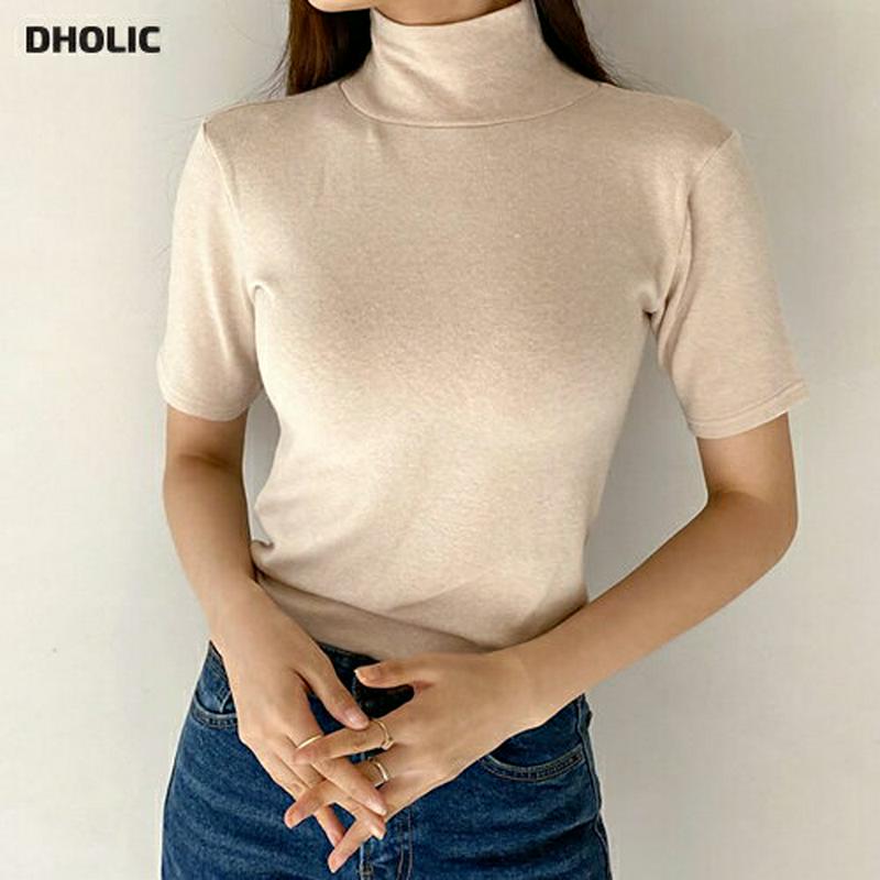 【新作10%OFF】ハイネック半袖Tシャツ・全4色・t56108 レディース【tops】【韓国 ファッション トップス Tシャツ