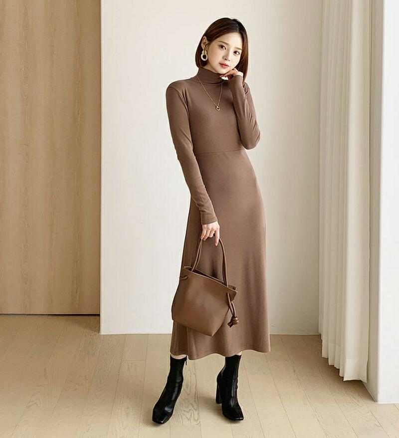 【新作10%OFF】ハーフネックロングワンピース・全3色・b56123 レディース【ops】【韓国 ファッション ワンピース ロ