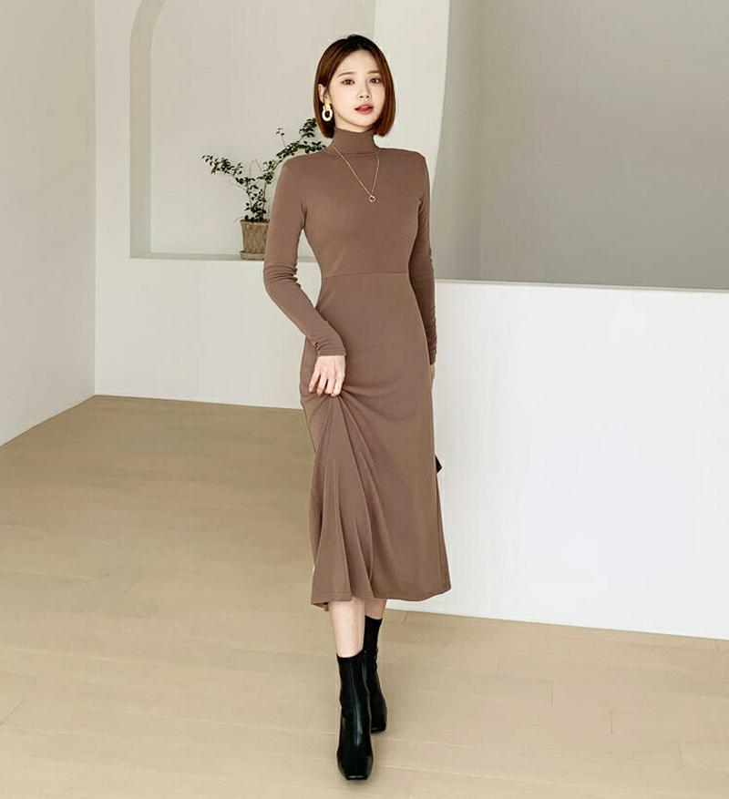 【新作10%OFF】ハーフネックロングワンピース・全3色・b56123 レディース【ops】【韓国 ファッション ワンピース ロ