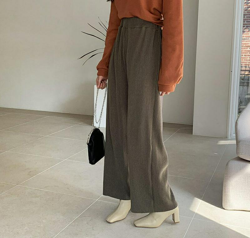 プリーツパンツ・全4色・t64384 レディース【pt】【韓国 ファッション ボトムス ズボン パンツ ロングパンツ ワイドパン