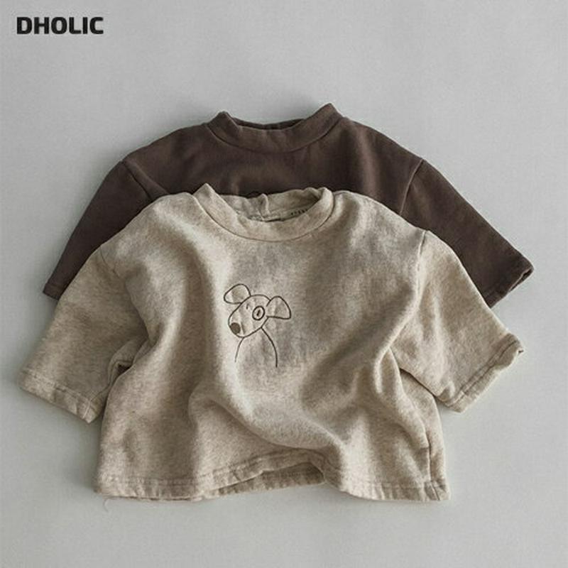 【キッズ20%OFF】ドッグ刺繍Tシャツ・u08128 キッズ【3~8才】【tops】【トップス Tシャツ 長袖 いぬ 犬 わん
