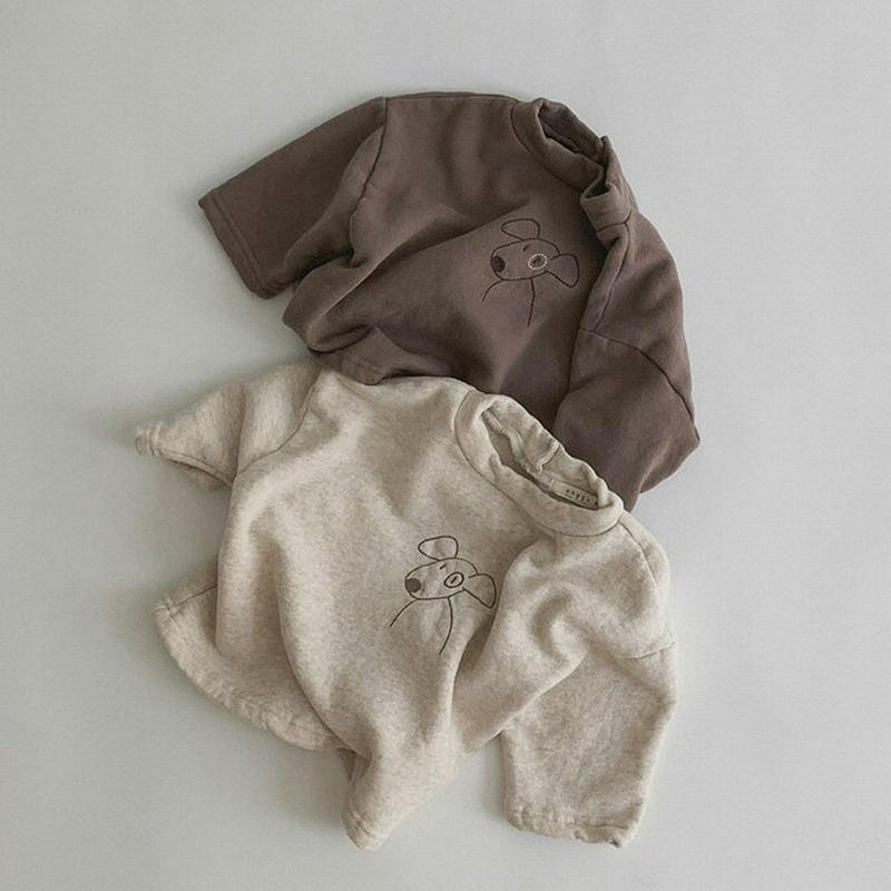 【キッズ20%OFF】ドッグ刺繍Tシャツ・u08128 キッズ【3~8才】【tops】【トップス Tシャツ 長袖 いぬ 犬 わん