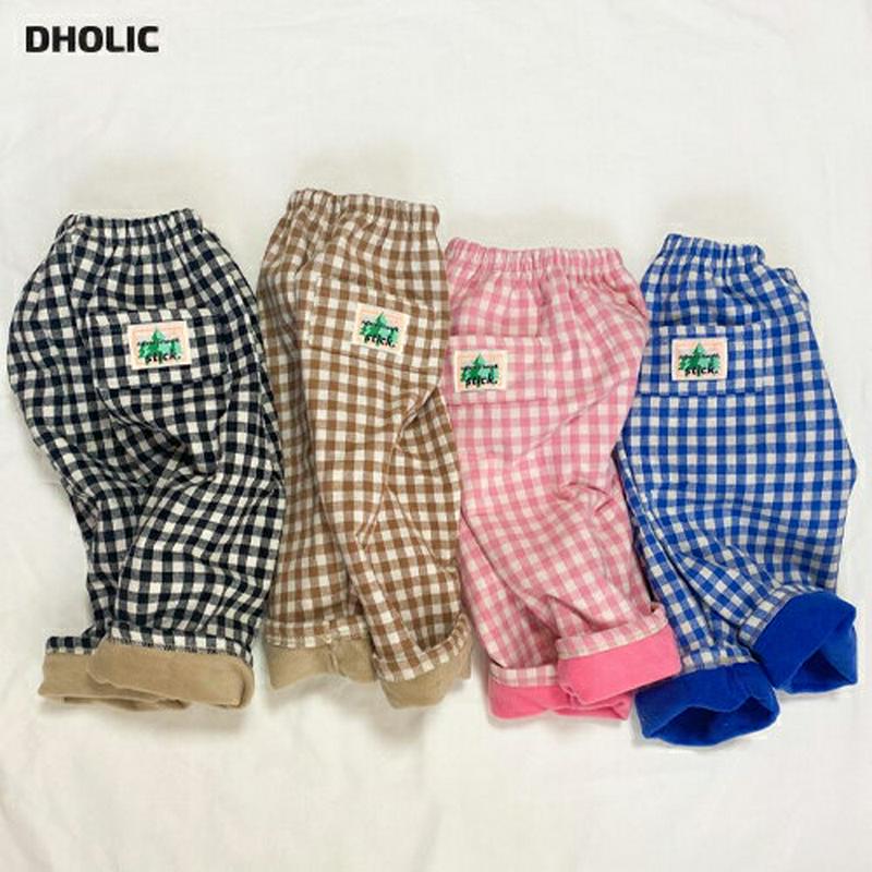 【キッズ20%OFF】裏起毛チェックパンツ・u08158 キッズ【3~8才】【pt】【パンツ ズボン ロングパンツ 長ズボン チ