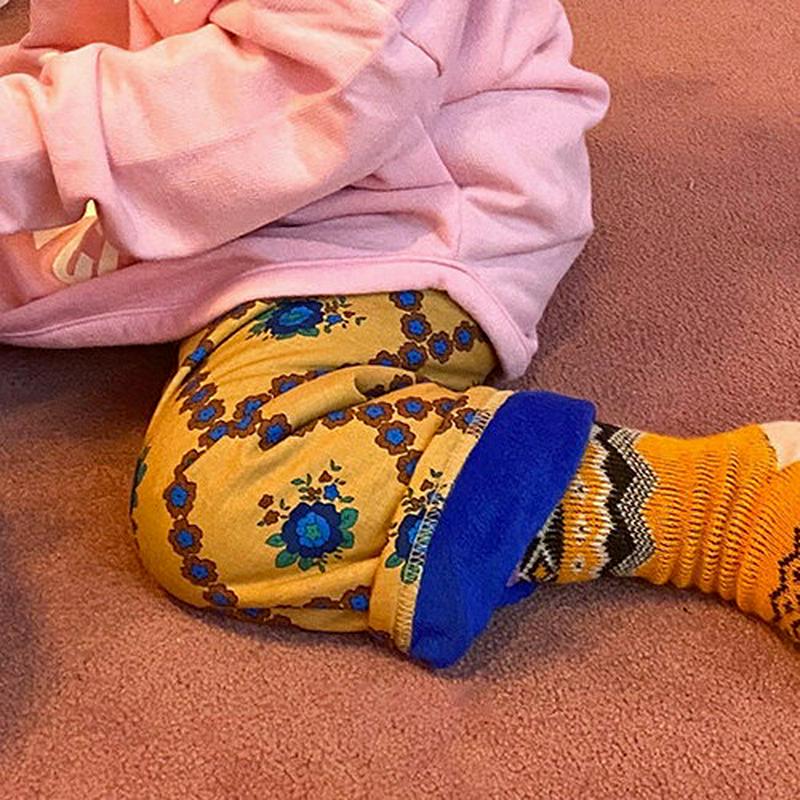 【キッズ20%OFF】裏起毛フラワーパターンパンツ・u08148 キッズ【3~8才】【pt】【パンツ ズボン ロングパンツ 長ズ