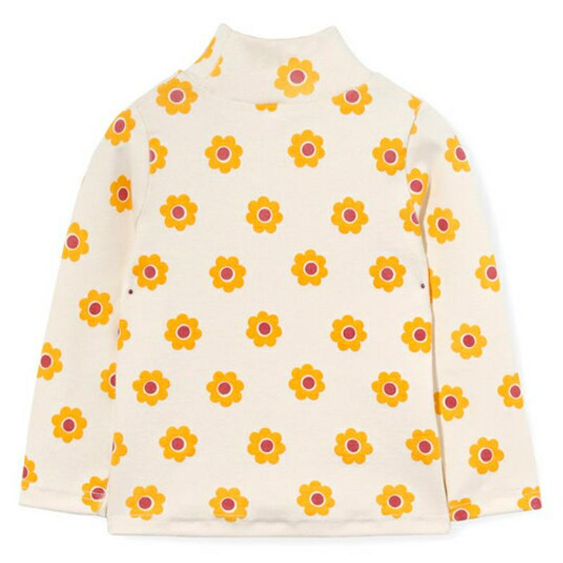 ハイネックフラワーTシャツ・p008205 キッズ【3~8才】【tops】【トップス Tシャツ 長袖 花柄 フラワー ハイネック 総柄 ポップ 可愛い かわいい 個性的 女の子 男の子 レトロ 秋 冬 春 韓国 韓国子供服 子供 こども 子供服 こども服】【KIDS】