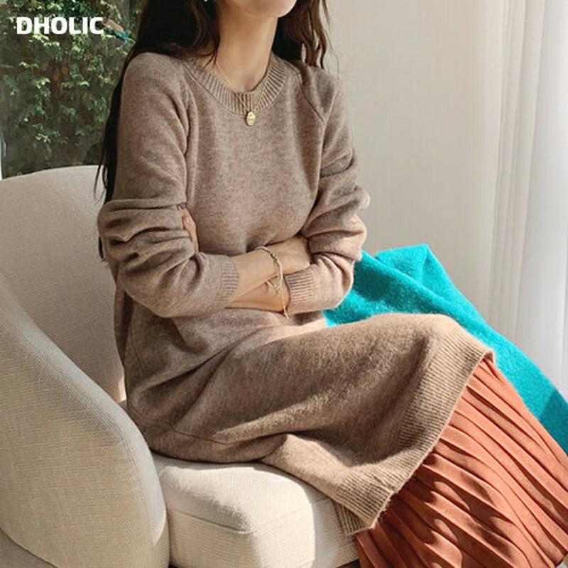 ラウンドニットワンピース・全4色・b64366 レディース【ops】【韓国 ファッション ワンピース ロングワンピース ニット 