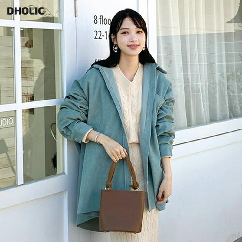 コーデュロイルーズシャツ・全3色・t64811 レディース【bl】【韓国 ファッション トップス シャツ 長袖 ロングスリーブ 