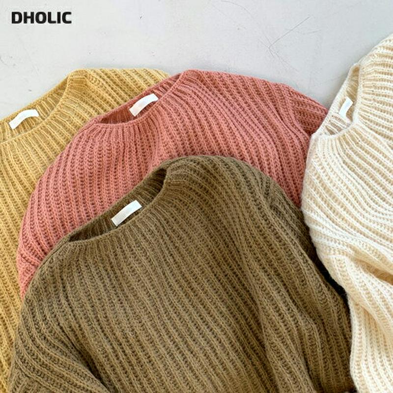 ボートネックパフニット・全4色・t64817 レディース【tops】【韓国 ファッション トップス ニット ニットトップス 長袖