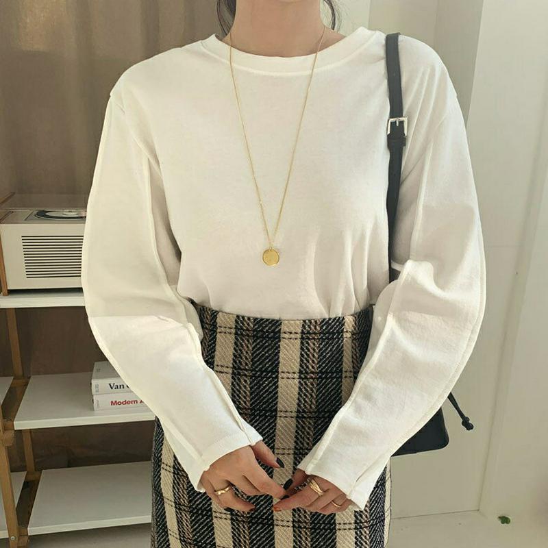 バルーンスリーブTシャツ・全3色・b64813 レディース【tops】【韓国 ファッション トップス Tシャツ 長袖 バルーンス