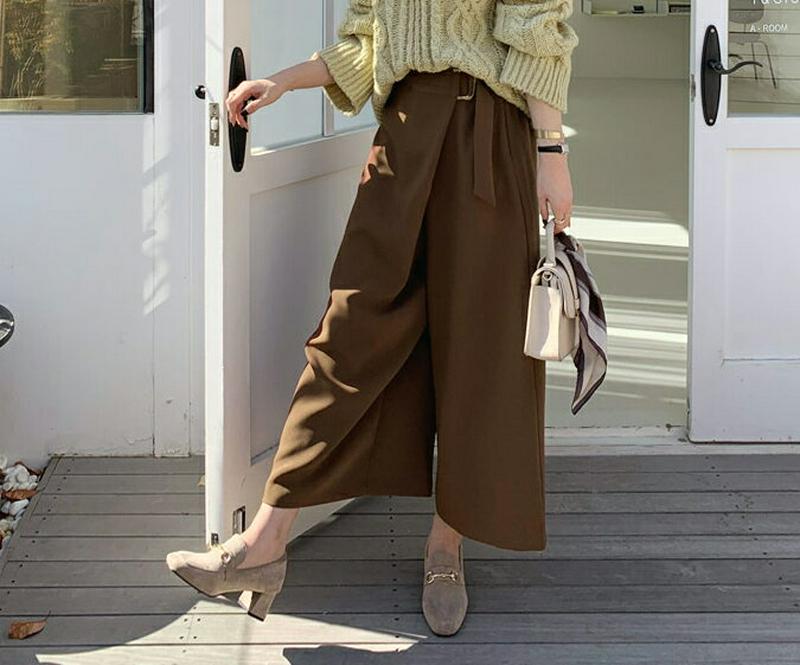 バックルラップフレアパンツ・全3色・b64839 レディース【pt】【韓国 ファッション ボトムス ズボン パンツ ロングパンツ