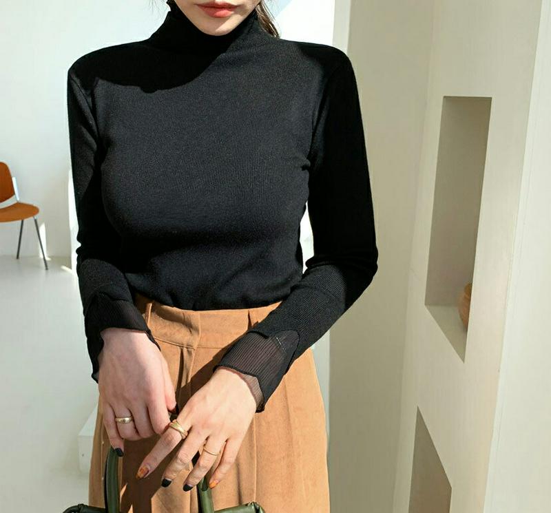 プリーツヘムニット・全2色・b64819 レディース【tops】【韓国 ファッション トップス ニット ニットトップス ロングス