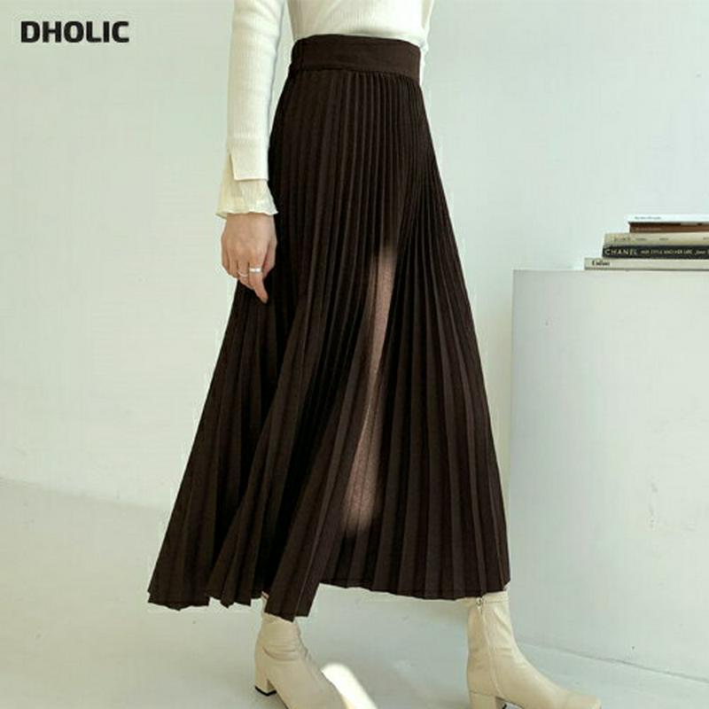 ウール混プリーツスカート・全3色・t64834 レディース【sk】【韓国 ファッション ボトムス スカート ロング丈 ロングスカ
