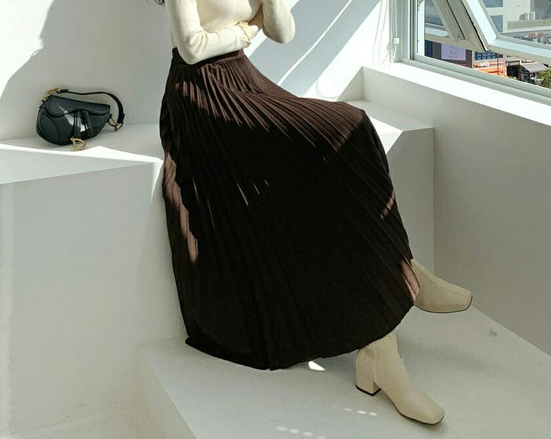 ウール混プリーツスカート・全3色・t64834 レディース【sk】【韓国 ファッション ボトムス スカート ロング丈 ロングスカ