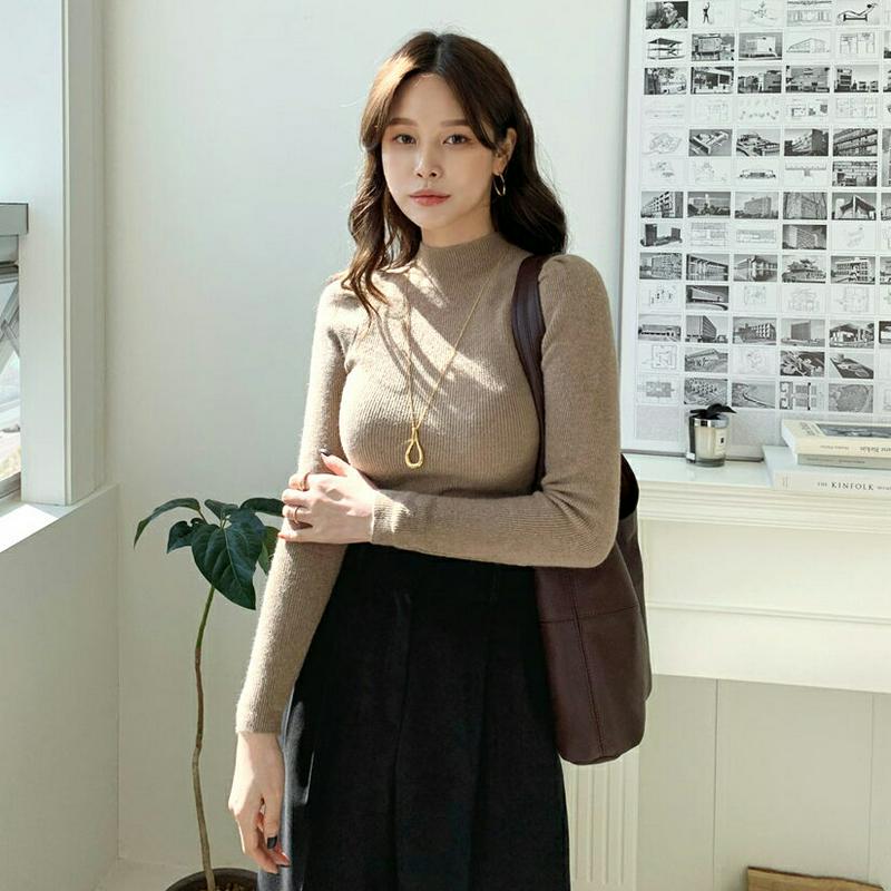 ショルダーギャザーニット・全5色・b64816 レディース【tops】【韓国 ファッション トップス ニット ニットトップス ロ