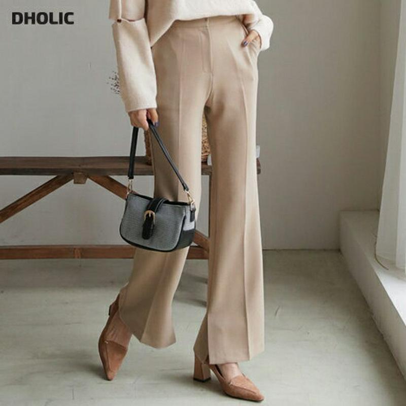 【新作10%OFF】スリットヘムスラックスパンツ・全3色・b61534 レディース【pt】【韓国 ファッション ボトムス ズボン