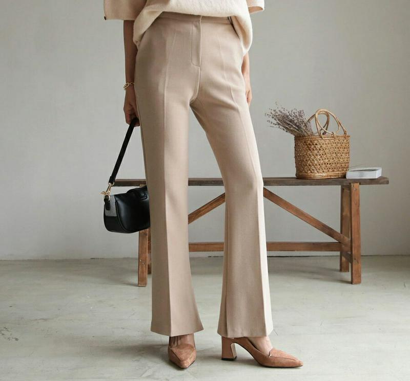 【新作10%OFF】スリットヘムスラックスパンツ・全3色・b61534 レディース【pt】【韓国 ファッション ボトムス ズボン