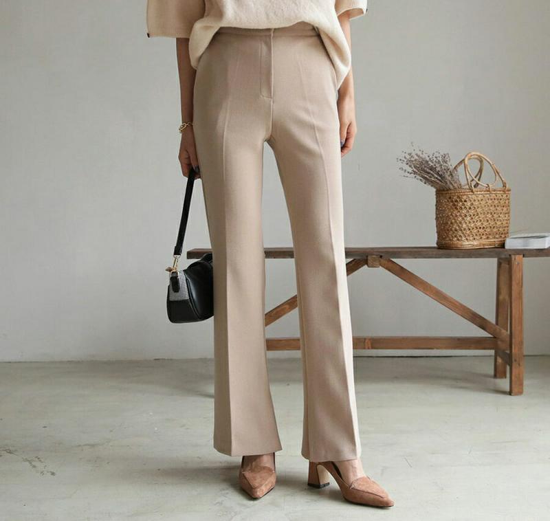 【新作10%OFF】スリットヘムスラックスパンツ・全3色・b61534 レディース【pt】【韓国 ファッション ボトムス ズボン