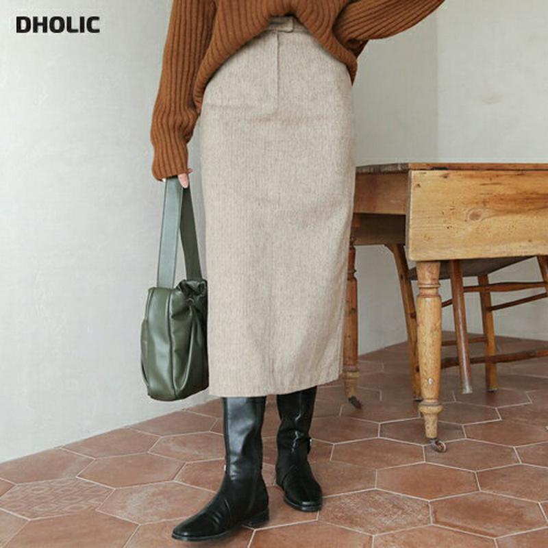 【新作10%OFF】ウール混スリットスカート・全2色・t61527 レディース【sk】【韓国 ファッション ボトムス スカート 