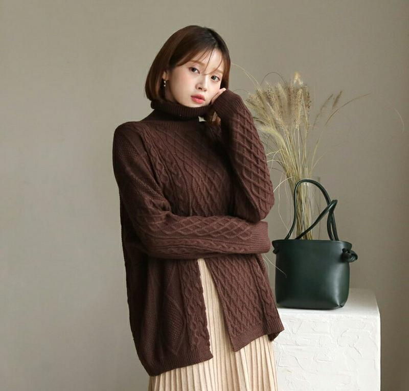 【新作10%OFF】ストラップ付タートルネックニット・全3色・b61533 レディース【tops】【韓国 ファッション トップス