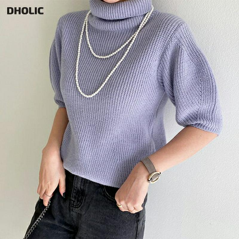 【新作10%OFF】タートルネック半袖ニット・全4色・t64788 レディース【tops】【韓国 ファッション トップス ニット