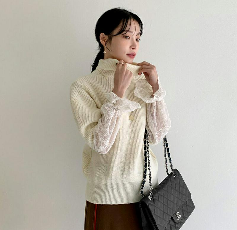 【新作10%OFF】タートルネック半袖ニット・全4色・t64788 レディース【tops】【韓国 ファッション トップス ニット