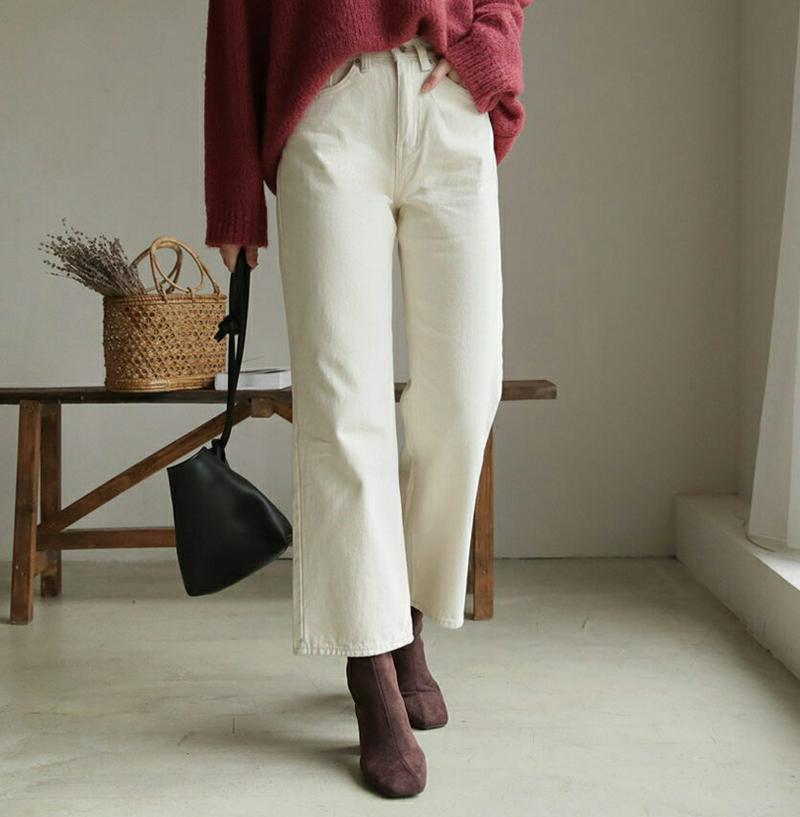 【新作10%OFF】裏起毛ストレートパンツ・全2色・t61532 レディース【pt】【韓国 ファッション ボトムス ズボン パン