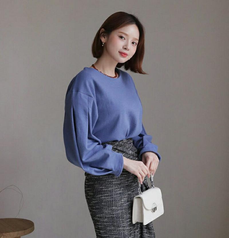 【新作10%OFF】ラウンドタックスリーブTシャツ・全4色・t61514 レディース【tops】【韓国 ファッション トップス 