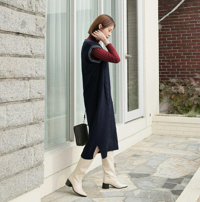 【新作10%OFF】配色ニットスリーブレスワンピース・全1色・t61538 レディース【ops】【韓国 ファッション ワンピース