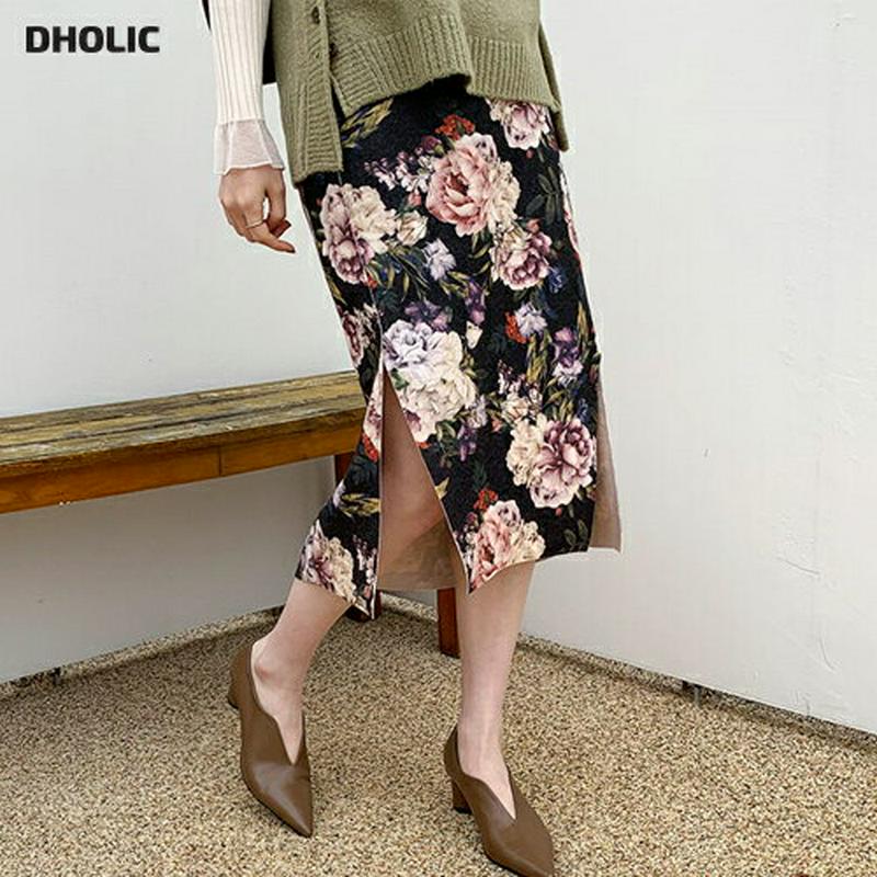 【新作10%OFF】フローラルペンシルスカート・全2色・b64799 レディース【sk】【韓国 ファッション ボトムス スカート