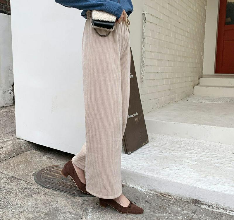 【新作10%OFF】リブワイドストレートパンツ・全4色・b64805 レディース【pt】【韓国 ファッション ボトムス ズボン 
