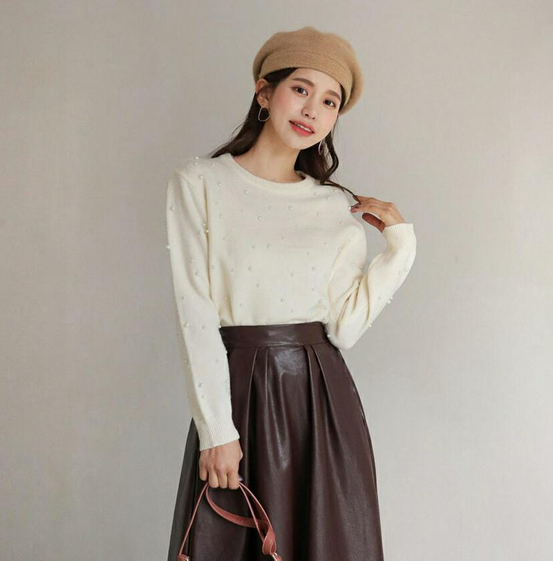 【新作10%OFF】パールディテールニット・全2色・b61524 レディース【tops】【韓国 ファッション トップス ニット 