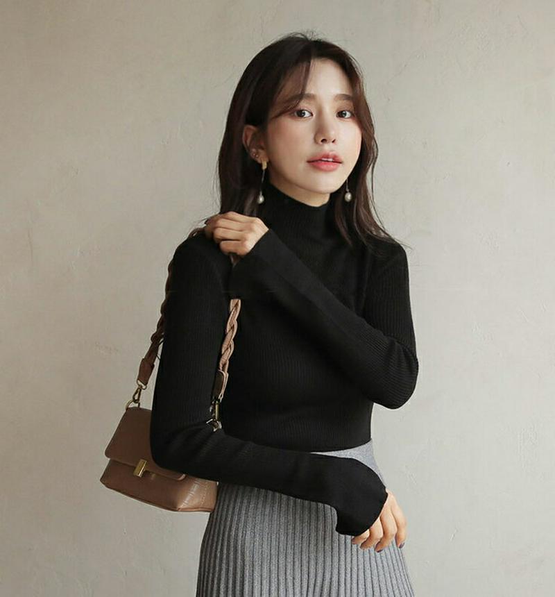 【新作10%OFF】2TYPEスリットハイネックニット・全3色・b61520 レディース【tops】【韓国 ファッション トップ