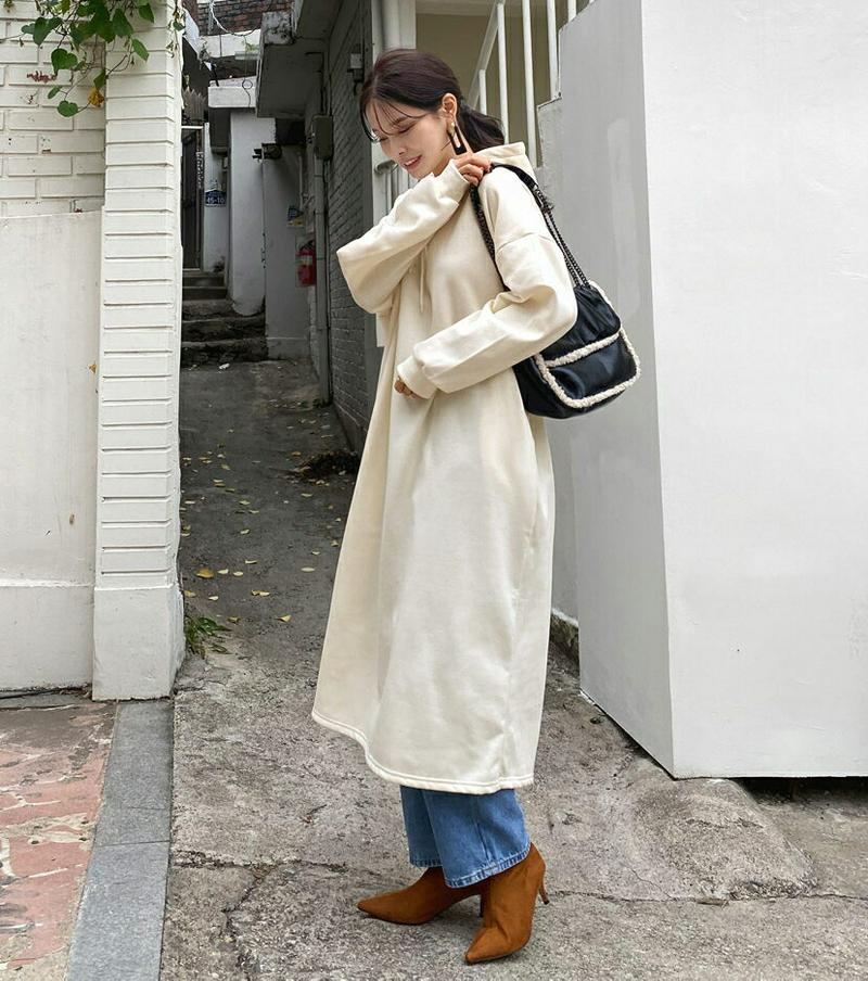 【新作10%OFF】裏起毛フードワンピース・全4色・b64785 レディース【ops】【韓国 ファッション ワンピース ロングワ