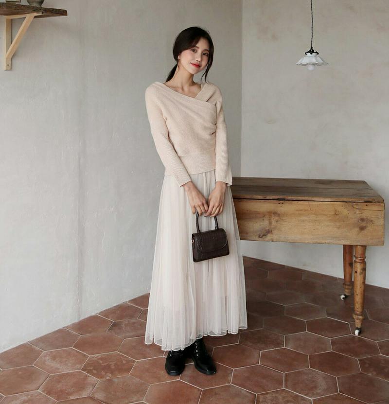 【新作10%OFF】クロスニット&スリーブレスワンピースSET・全2色・t61491 レディース【ops】【韓国 ファッション 