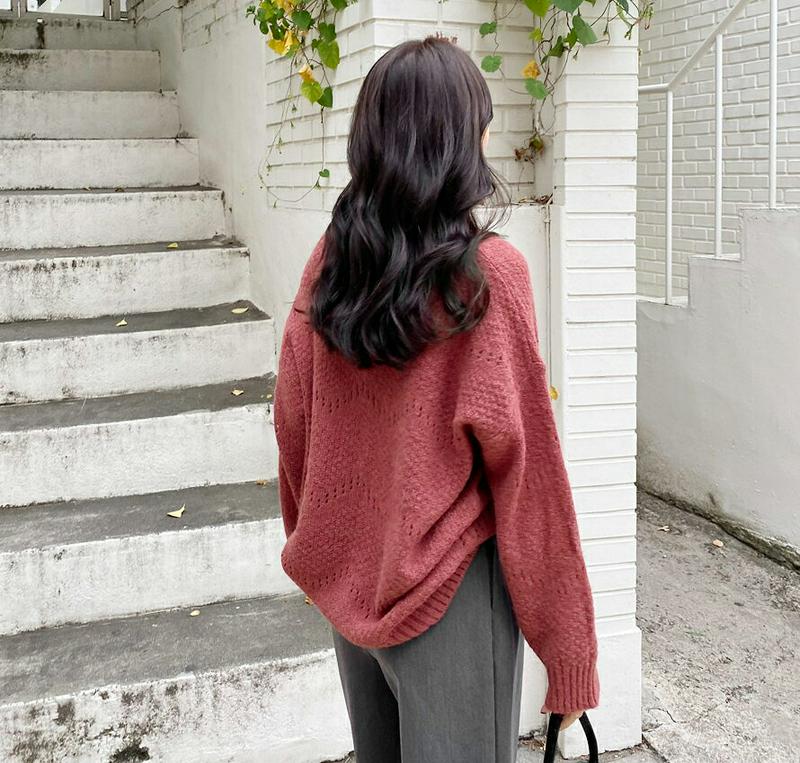 【新作10%OFF】ジグザグパンチングニット・全5色・b64787 レディース【tops】【韓国 ファッション トップス ニット