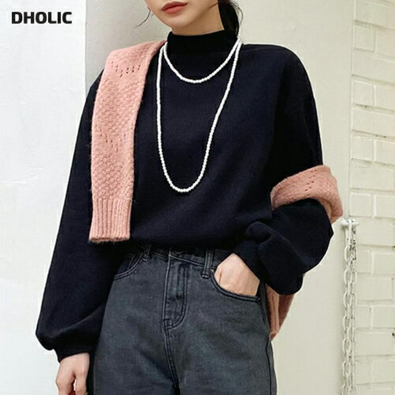 【新作10%OFF】パフハーフネックリブニット・全4色・t64773 レディース【tops】【韓国 ファッション トップス ニッ